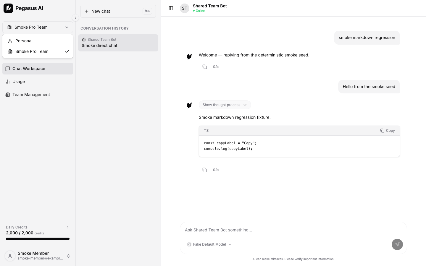 Model selector dropdown open